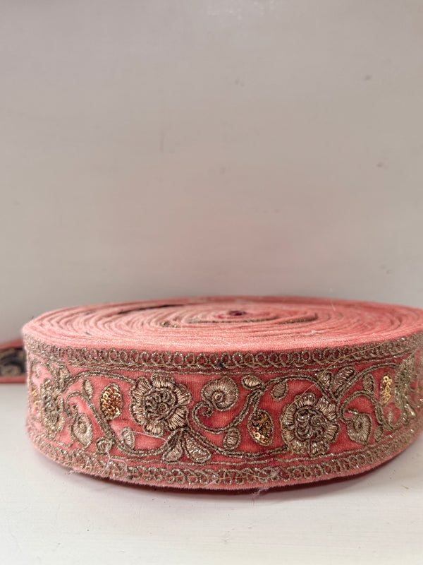 Embroidered Trim - Rosa