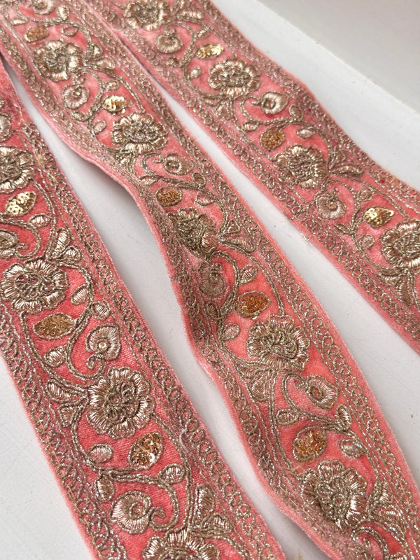 Embroidered Trim - Rosa