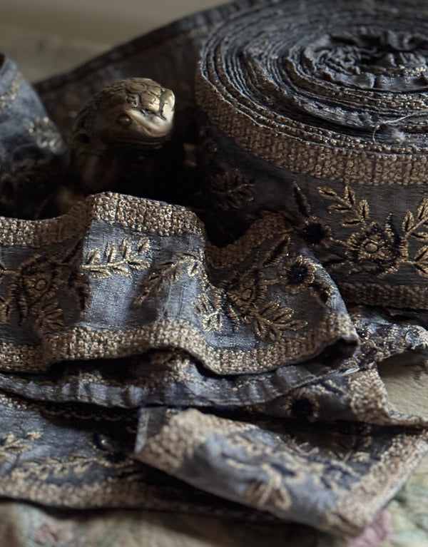 Embroidered Trim - Slate