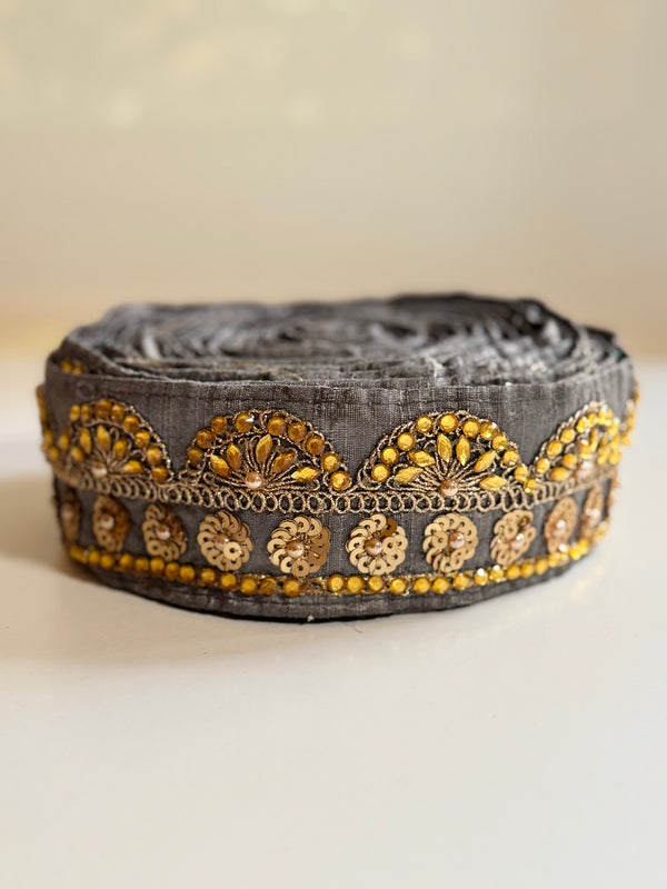 Embroidered Trims - Slate Peach Fairy
