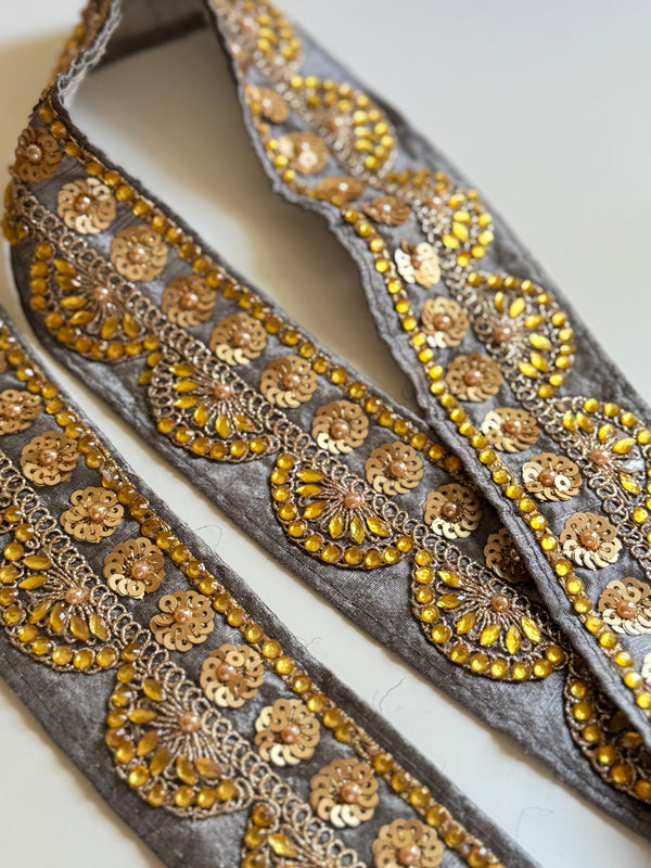 Embroidered Trims - Slate Peach Fairy