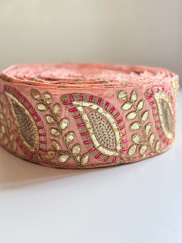 Embroidered Trims - Slate Peach Fairy