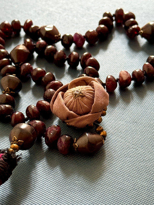 Hand Knotted Rosary with Garnet Stones