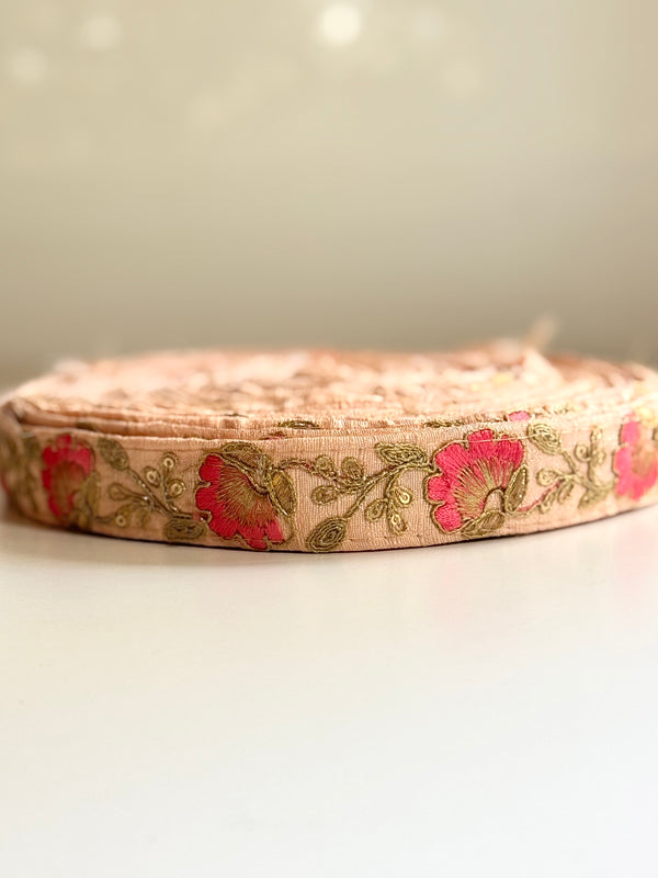 Embroidered Trims - Slate Peach Fairy