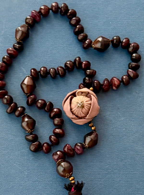 Hand Knotted Rosary with Garnet Stones