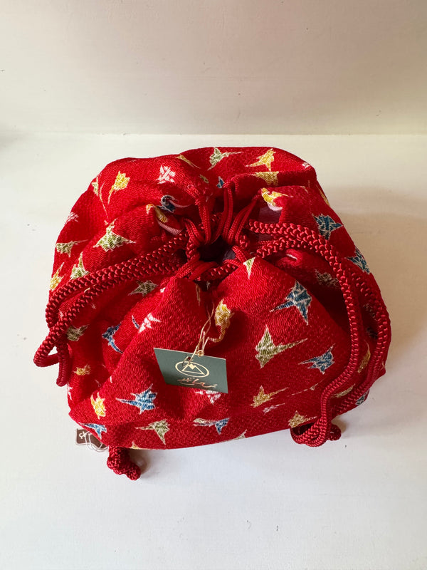 Vintage Kinchaku or Sewing Basket - Remnants & Trims Included