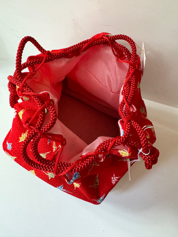 Vintage Kinchaku or Sewing Basket - Remnants & Trims Included