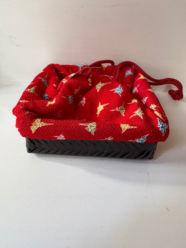 Vintage Kinchaku or Sewing Basket - Remnants & Trims Included
