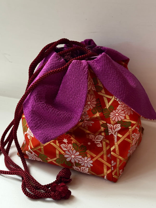 Vintage Kinchaku or Sewing Basket