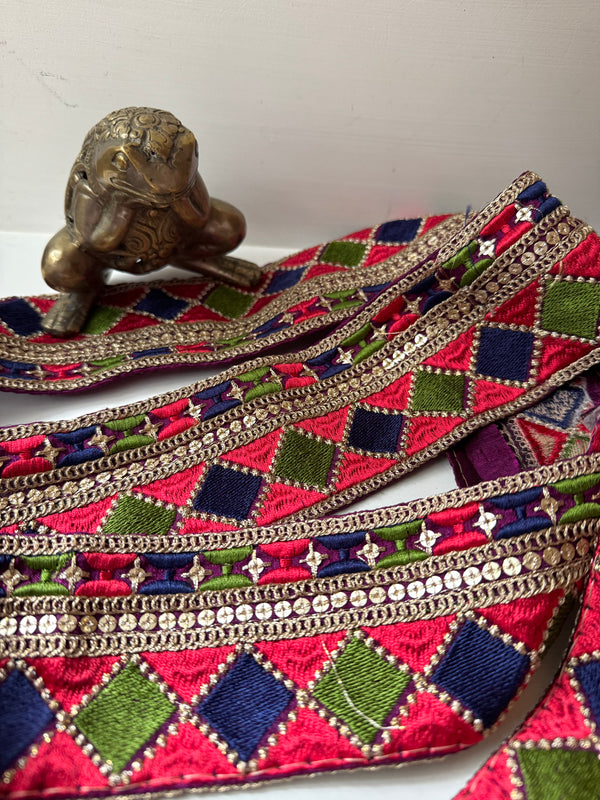 Embroidered Trim - Geometric Carnival