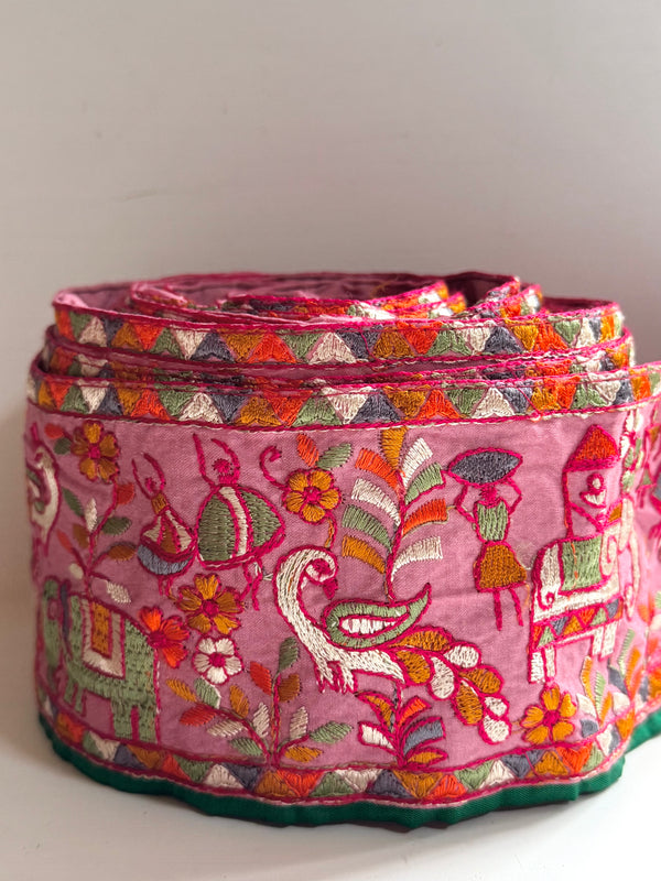 Embroidered Trim - Garden Celebration Mauve Rose