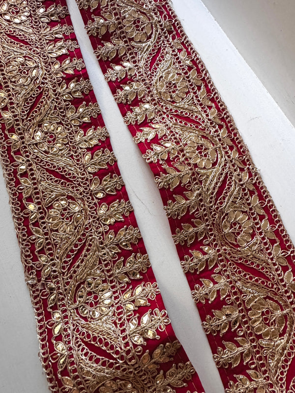 Embroidered Trim - Ornate Rouge