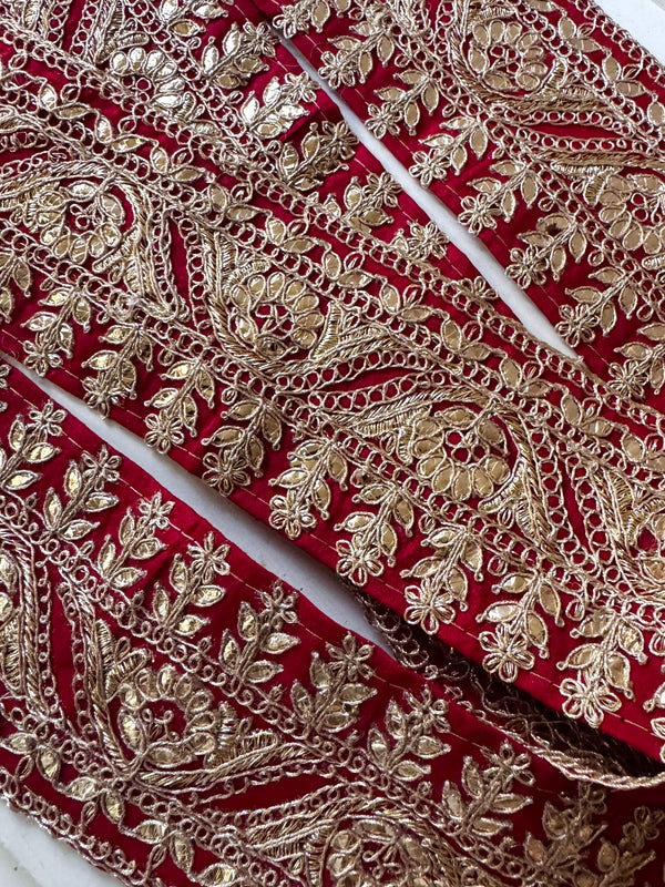 Embroidered Trim - Ornate Rouge
