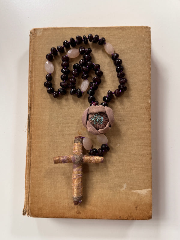 Hand Knotted Rosary with Garnet Stones