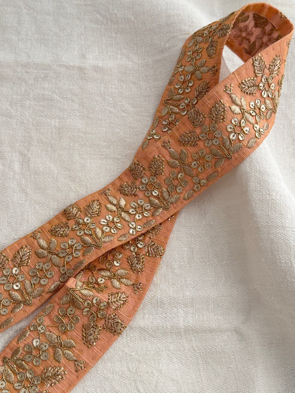 Embroidered Trims - Coral Peach
