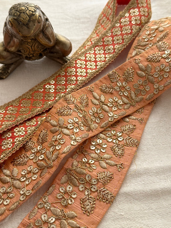 Embroidered Trims - Coral Peach