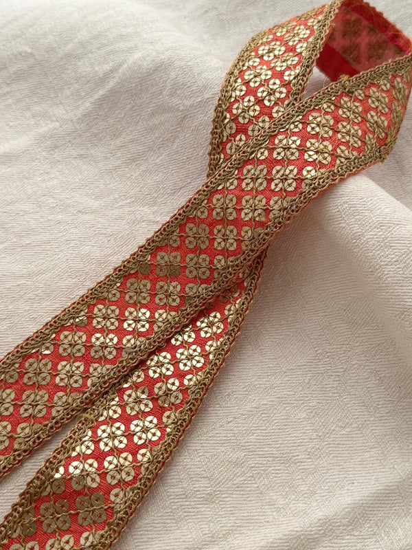 Embroidered Trims - Coral Peach