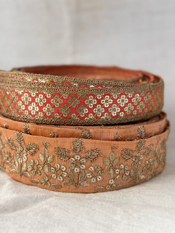 Embroidered Trims - Coral Peach