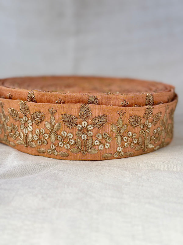Embroidered Trims - Coral Peach
