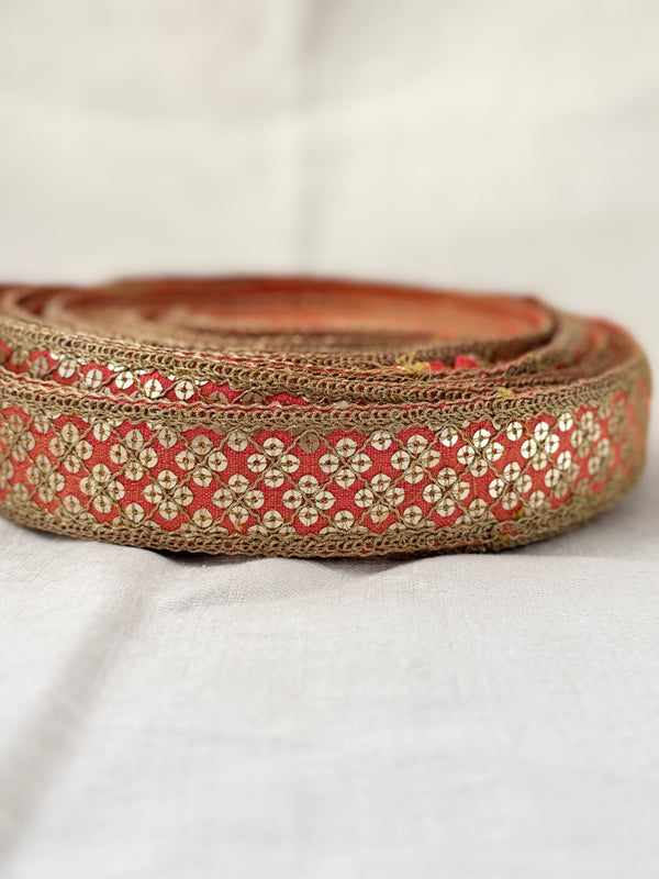 Embroidered Trims - Coral Peach