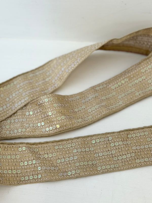 Embroidered Trims -  Ash Blue Mist Eggshell