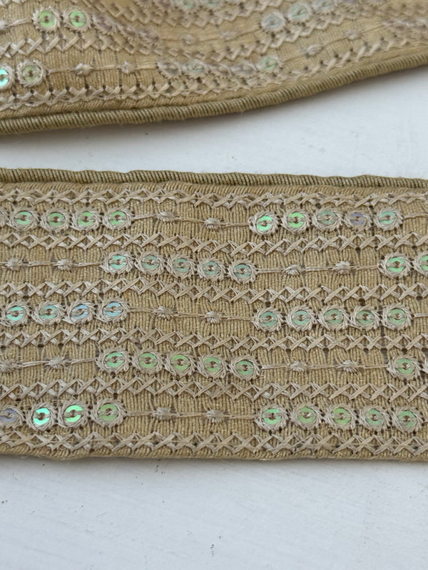 Embroidered Trims -  Ash Blue Mist Eggshell