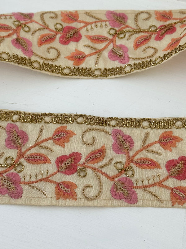 Embroidered Trims -  Ash Blue Mist Eggshell