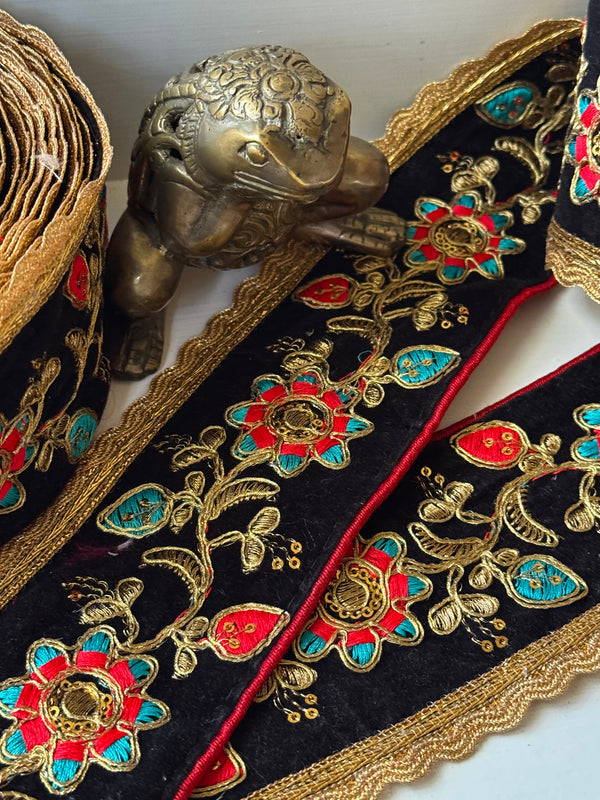 Embroidered Trim - Black