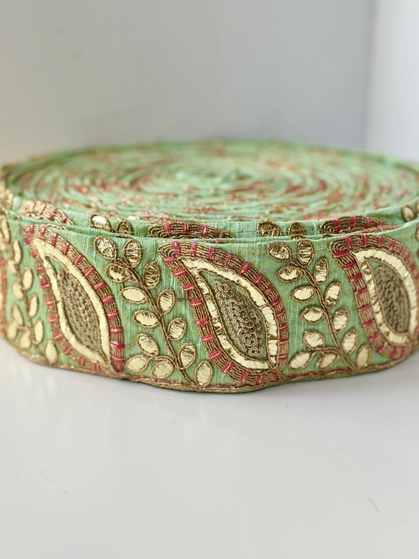 Embroidered Trim - Mint