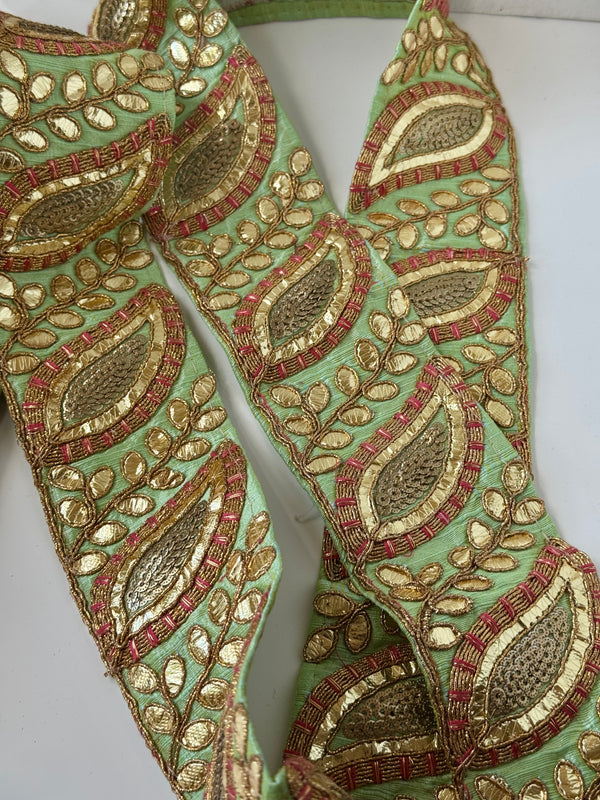 Embroidered Trim - Mint