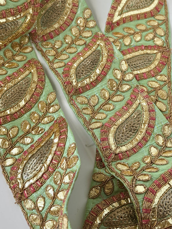 Embroidered Trim - Mint