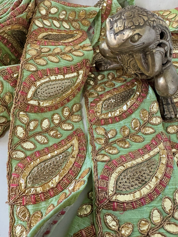 Embroidered Trim - Mint