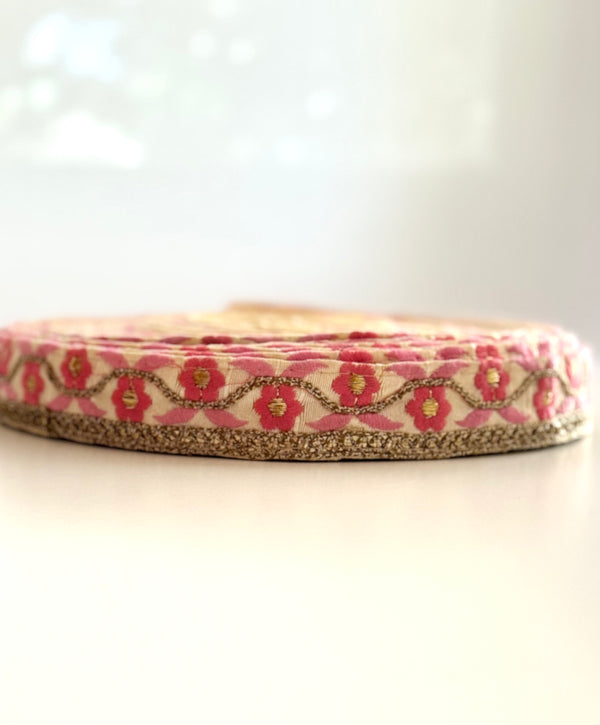 Embroidered Trims - Mint Eggshell Orange