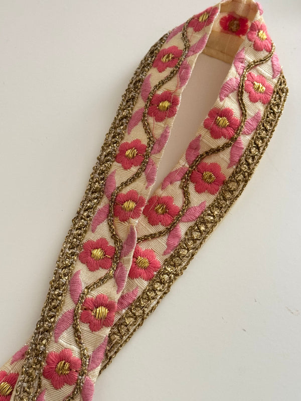 Embroidered Trims - Mint Eggshell Orange